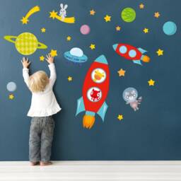 Space Wall Decals, Astronaut Decal, Rocket Outer Boys Nursery Decal For