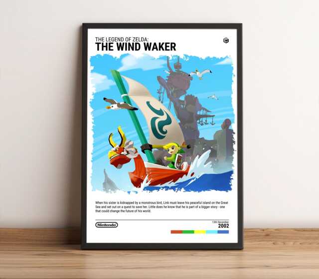 The Legend Of Zelda Wind Waker - 2002 Gamecube Poster - Video Game Art Print Gaming Gift A5-A4-A3-A2-A1 Unframed For Frame - image 1