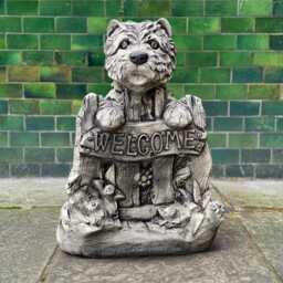 Handmade Westie Welcome Statue Concrete Dog Sculpture Cement Sign Decor Pet Memorial Ornament Outdoor Terrier Figure Dog Lover Gift - thumbnail 1