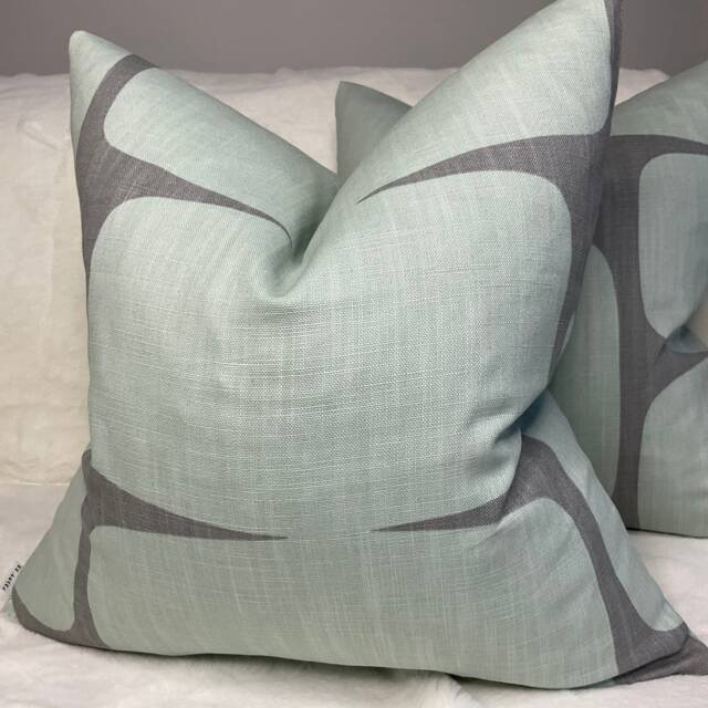 Cushion Cover, Scion Lohko, Mist/Graphite Linen & Cotton Mix, Scandi Geometric Throw Pillow Home Decor. Double Sided - image 1