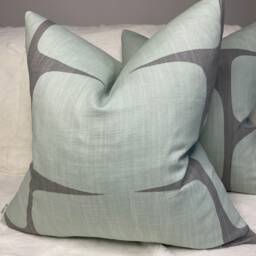 Cushion Cover, Scion Lohko, Mist/Graphite Linen & Cotton Mix, Scandi Geometric Throw Pillow Home Decor. Double Sided - thumbnail 1