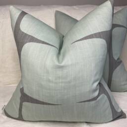 Cushion Cover, Scion Lohko, Mist/Graphite Linen & Cotton Mix, Scandi Geometric Throw Pillow Home Decor. Double Sided - thumbnail 2
