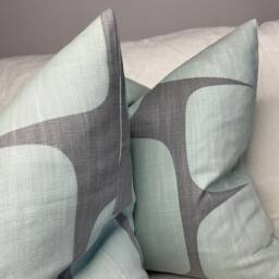 Cushion Cover, Scion Lohko, Mist/Graphite Linen & Cotton Mix, Scandi Geometric Throw Pillow Home Decor. Double Sided - thumbnail 3