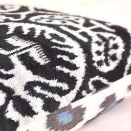 Black Silk Velvet Ikat Pillow Cover, Decorative Cushion - thumbnail 3