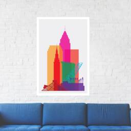 Cleveland Skyline Poster Geometric Wall Art Decor - thumbnail 2