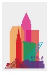 Cleveland Skyline Poster Geometric Wall Art Decor - thumbnail 1