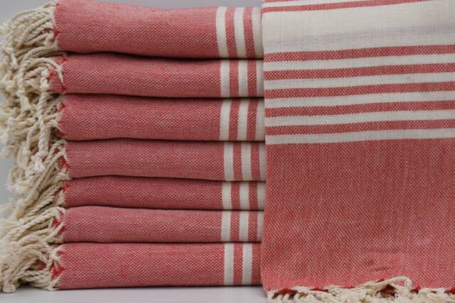 "Red Towel, Handmade Towel, Bath Towel, Sauna Towel, Turkish Towel, 40""x67" - image 1