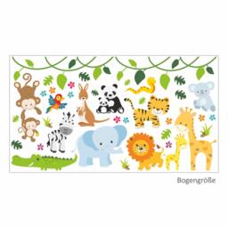 013 Wall Decal Baby Animals Modern Zoo Lion Elephant Giraffe Monkey Zebra Crocodile Nikima in 6 Different Versions. Sizes - thumbnail 1
