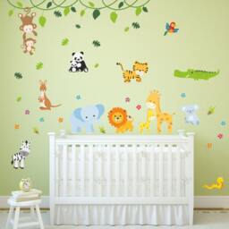 013 Wall Decal Baby Animals Modern Zoo Lion Elephant Giraffe Monkey Zebra Crocodile Nikima in 6 Different Versions. Sizes - thumbnail 2