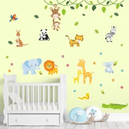 013 Wall Decal Baby Animals Modern Zoo Lion Elephant Giraffe Monkey Zebra Crocodile Nikima in 6 Different Versions. Sizes - thumbnail 3