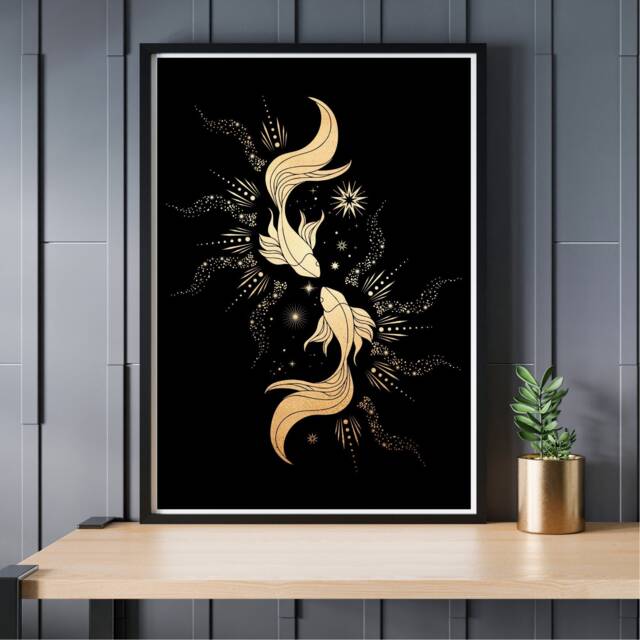 Celestial Boho Print Poster, Astrology, Spiritual Decor, Sun & Moon Wall Art, Luna Print, Mystical Tarot Card, Bedroom, A5, A4 A3 - image 1