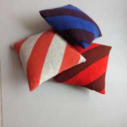 Cushion Cover Diagonal Red Beige Striped - thumbnail 4