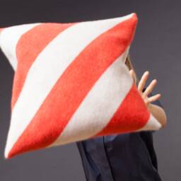 Cushion Cover Diagonal Red Beige Striped - thumbnail 3