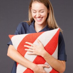 Cushion Cover Diagonal Red Beige Striped - thumbnail 2