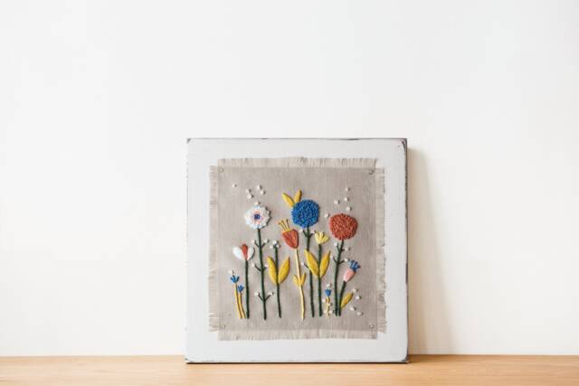 Wall Hanging, Picture With Embroidered Flowers For Home Decoration, Farmhouse , Flowers Embroidery Artwork, Embroidery Art, Decor, Gifts - image 1