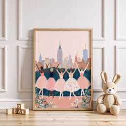 Ballet Girls New York Nursery Art Print - Whimsical City Wall For Children's Rooms - thumbnail 3