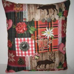 Cushion Cover Deer Gentian Checks H??ttenzauber - thumbnail 3