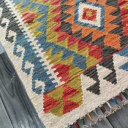 Classic Runner Rug, Handmade Artisan Afghan Turkish Scandinavian Navajo Bohemian Wool Flatweave Multicolour Kilim Rug 195x81 cm - thumbnail 2