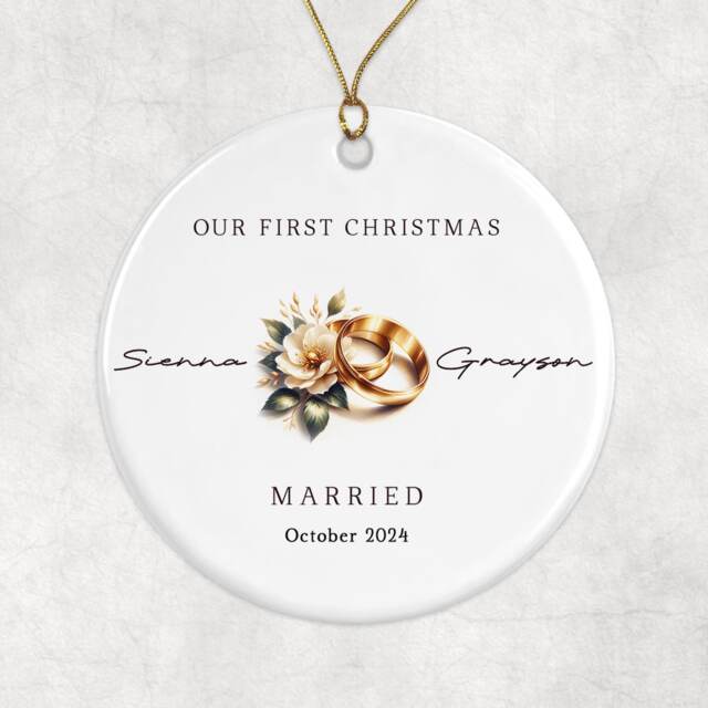 Personalized First Christmas Married Ornament Wedding Rings Keepsake - image 1