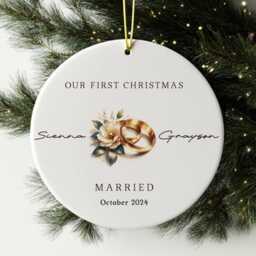 Personalized First Christmas Married Ornament Wedding Rings Keepsake - thumbnail 4