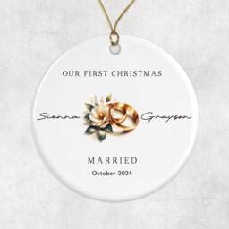 Personalized First Christmas Married Ornament Wedding Rings Keepsake - thumbnail 1