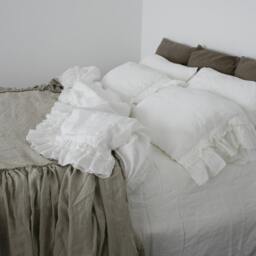 Linen Coverlet Dust Ruffle. Ruffled Linen Bedspread, Washed & Softened. Made By Mooshop.4 - thumbnail 4