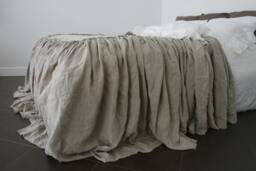 Linen Coverlet Dust Ruffle. Ruffled Linen Bedspread, Washed & Softened. Made By Mooshop.4