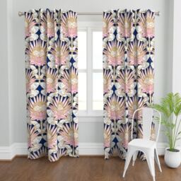 Blush Deco Floral Curtain Panel - Art Large Scale Marble Pink Flower Custom By Helenpdesigns - thumbnail 2