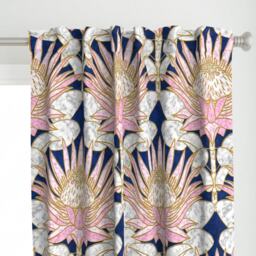 Blush Deco Floral Curtain Panel - Art Large Scale Marble Pink Flower Custom By Helenpdesigns - thumbnail 1