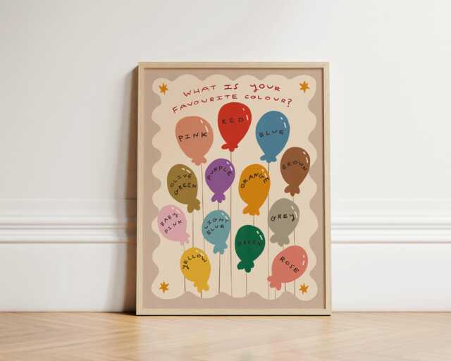 Nursery Colours Print, First Illustration Wall Art, Balloons, Toddler Room, Play Unframed - image 1