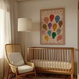 Nursery Colours Print, First Illustration Wall Art, Balloons, Toddler Room, Play Unframed - thumbnail 3