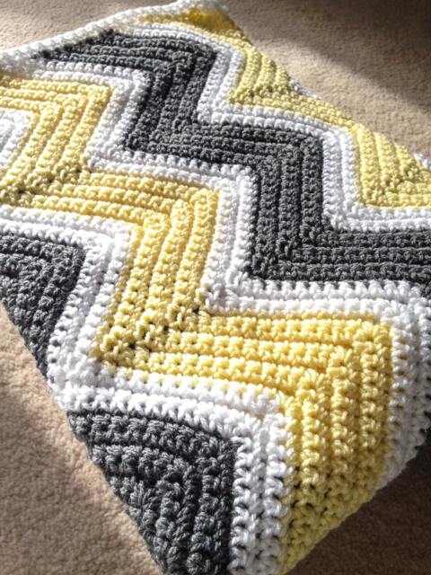 1 in Stock - Chevron Crochet Baby Blanket - image 1