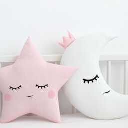 Baby Girl Nursery Decor Pillows Set Star & Moon, Cushion Infant Gift Kids Room Newborn Toddler Twins Bedroom Twinkle Cot Crib Bed - thumbnail 4