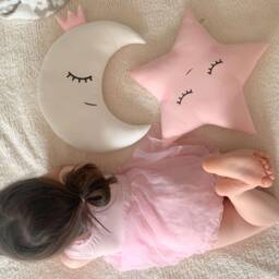Baby Girl Nursery Decor Pillows Set Star & Moon, Cushion Infant Gift Kids Room Newborn Toddler Twins Bedroom Twinkle Cot Crib Bed - thumbnail 2