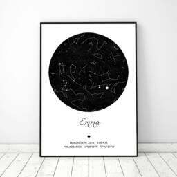 Printed Custom Stars Map Of Sky Gift For Kids New Born Father Mother Anniversary Idea Personalized Night Constellation Print Poster Posters - thumbnail 2