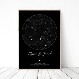 Printed Custom Stars Map Of Sky Gift For Kids New Born Father Mother Anniversary Idea Personalized Night Constellation Print Poster Posters - thumbnail 1