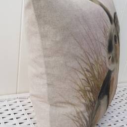 Country Rabbit Cushion, Hare Linen Look Pillow, With Zip Fastening - thumbnail 2