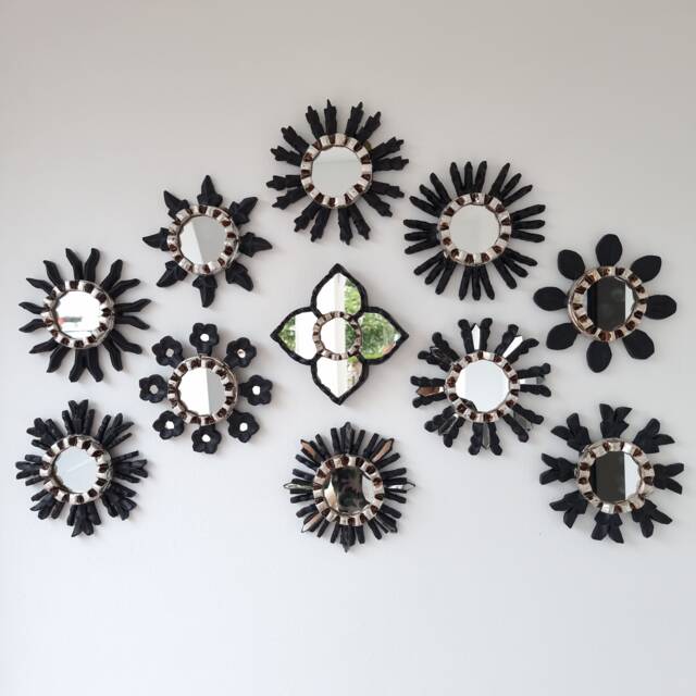 "Peruvian Mirrors ""Clover Black Silver Collection 16cm " - image 1