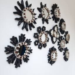 "Peruvian Mirrors ""Clover Black Silver Collection 16cm " - thumbnail 2