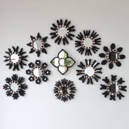 "Peruvian Mirrors ""Clover Black Silver Collection 16cm " - thumbnail 1