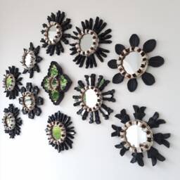 "Peruvian Mirrors ""Clover Black Silver Collection 16cm " - thumbnail 3
