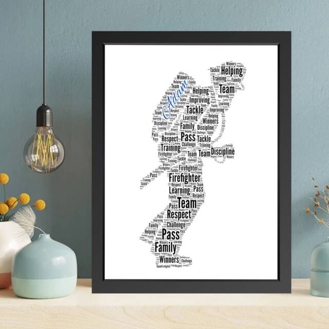 Personalised Firefighters Word Art - Custom Fireman Typography Print, Hero Retirement Gift, Framed Silhouette Decor - image 1