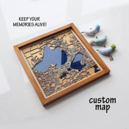 Custom Wood City Map Epoxy Resin 3D Minimalist Wall Art - thumbnail 2
