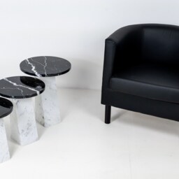 Luxury Coffee Tables in White Carrara Marble & Black Marquinia - Ardema Design - thumbnail 2