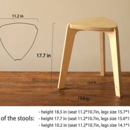 Three Legs Stool in White , Wooden Stools For Adults & Children - thumbnail 4