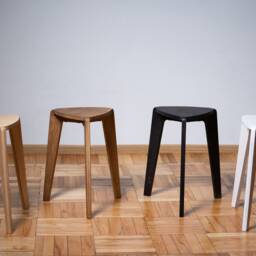 Three Legs Stool in White , Wooden Stools For Adults & Children - thumbnail 3