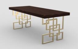 Brass Geometric Table Legs, Metal Dining Or Coffee Base, Set Of 2 - thumbnail 1