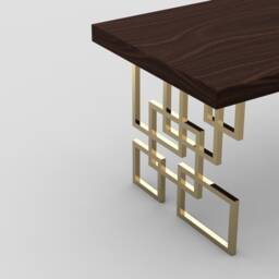 Brass Geometric Table Legs, Metal Dining Or Coffee Base, Set Of 2 - thumbnail 2