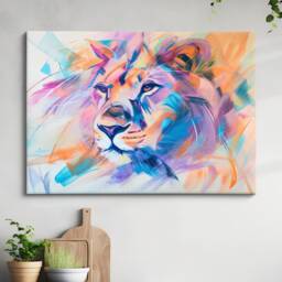Lion Abstract Pastel Oil Painting Framed Print & Canvas Large Luxury Animal Wall Art Poster Home Decor Interior Lover Gifts - thumbnail 1