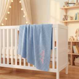 Personalized Baby Blanket, Embroidered Name Custom Kids Newborn Blankets, Shower Gift - thumbnail 1